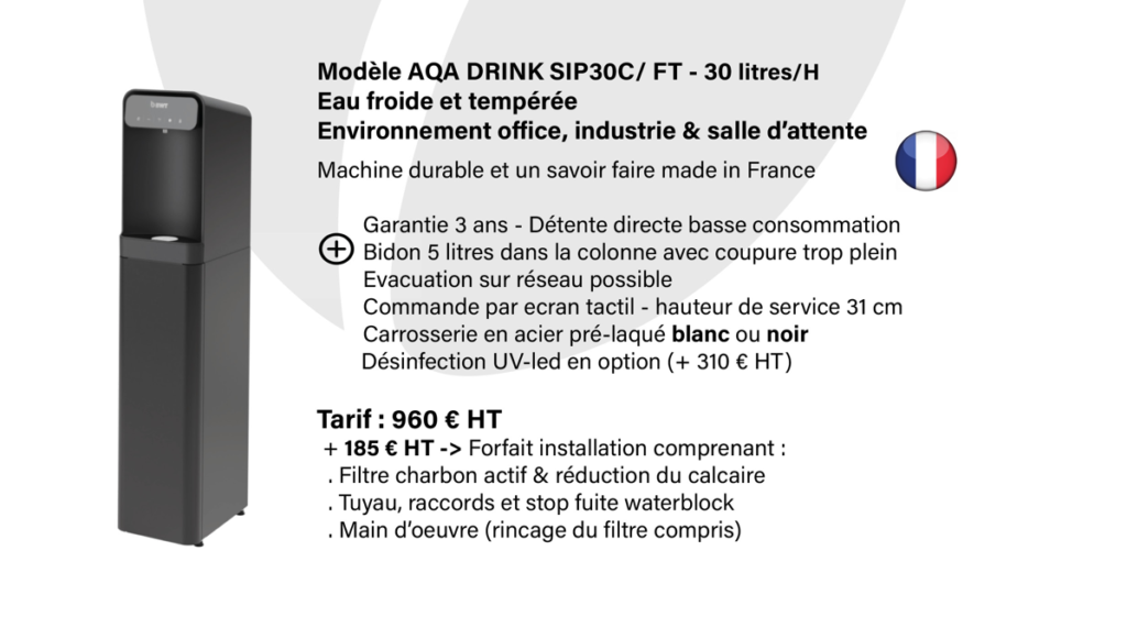 fontaine réseau eau plate eau gazeuse aqa drink sip30 bwt edafim Aqa drink sip30 co2 filtration edafim mistal LAGO meythet ceje annecy depannage entretien