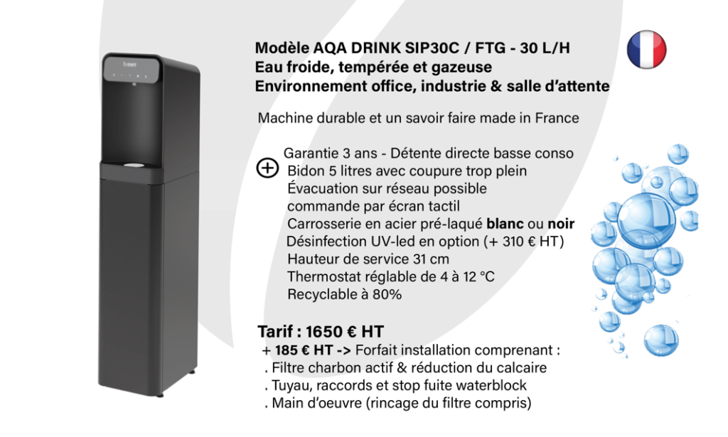 fontaine réseau eau plate eau gazeuse edafim bwt aqa sip 30 colonne dosseret pédale col de cygne filtration ceje meythet annecy entretien filtration
